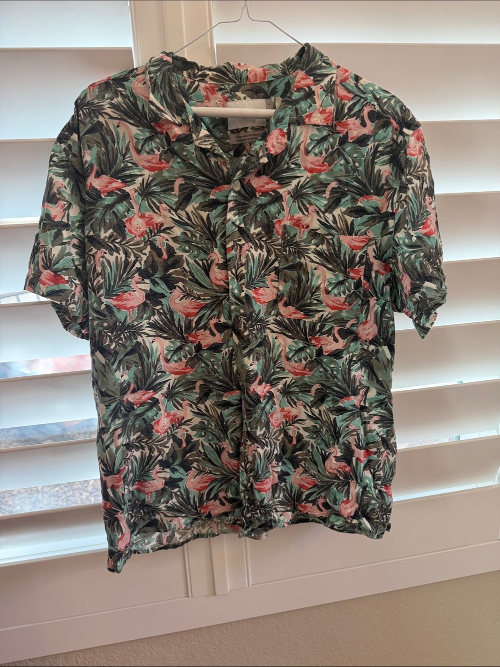 Target Men's Tropical Flamingo Button-Down Shirt - Green & Pink